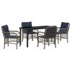 vidaXL Conjunto de Comedor de Jard&iacute;n 5 uds. Gris y Negro Rat&aacute;n