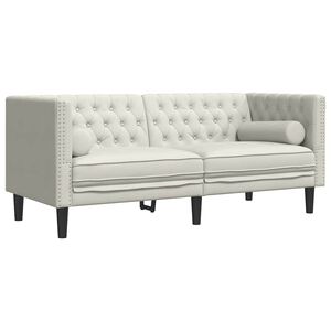 vidaXL Sof&aacute; Chesterfield 2 plazas con cojines terciopelo blanco crema