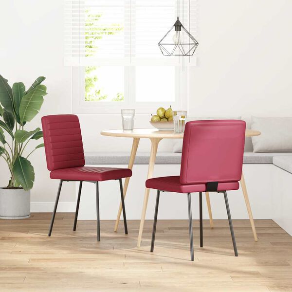 vidaXL Sillas de comedor 2 unidades cuero sint&eacute;tico rojo tinto