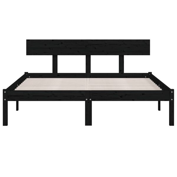 vidaXL Estructura de cama sin colch&oacute;n madera maciza negro 120x200 cm