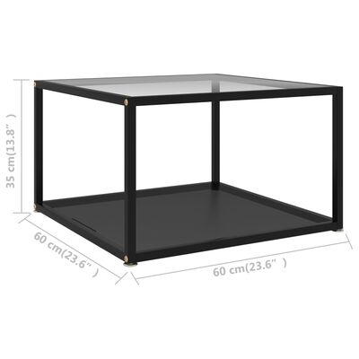 vidaXL Mesa de centro transparente vidrio templado y negro 60x60x35 cm