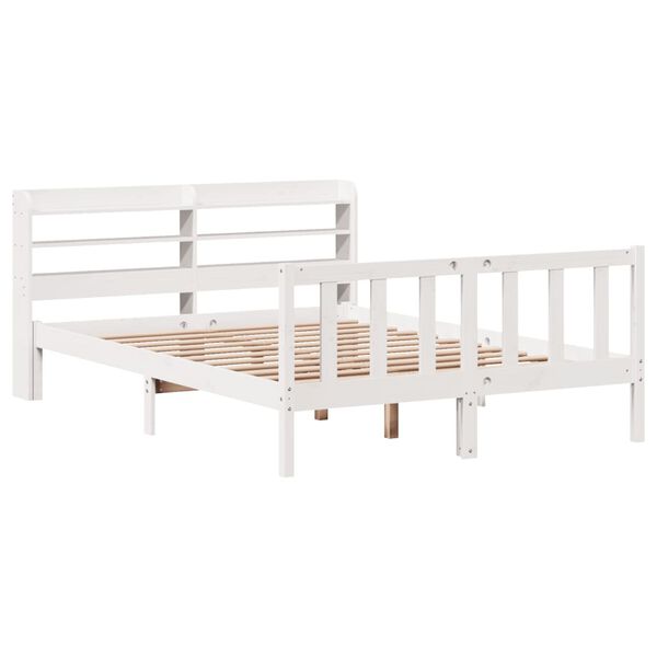 vidaXL Estructura de cama sin colch&oacute;n madera maciza blanca 120x190 cm