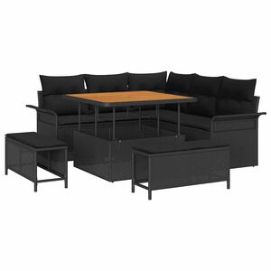 vidaXL Conjunto de sof&aacute;s de jard&iacute;n 8 pcs Negro rat&aacute;n sint&eacute;tico