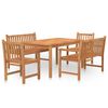 vidaXL Juego de comedor para jard&iacute;n 5 piezas madera maciza de teca