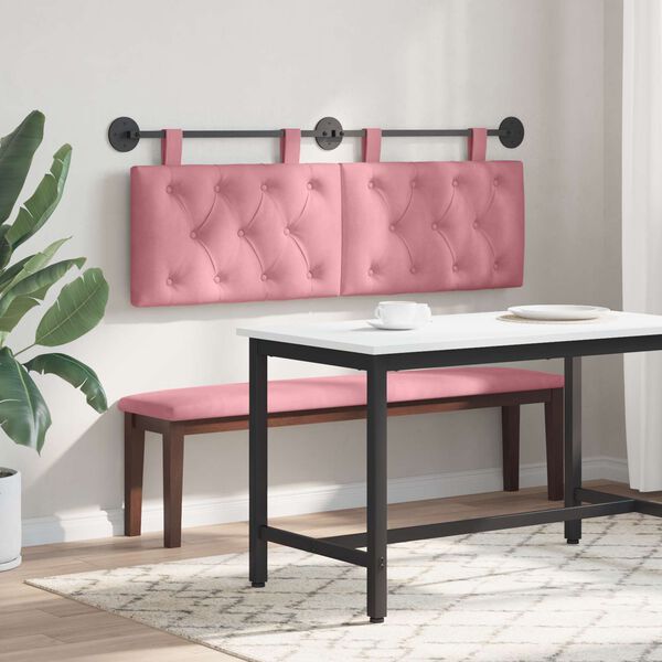 vidaXL Cabecera Colgante Rosa 130 x 55 x 7 cm Terciopelo