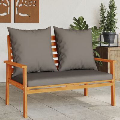 vidaXL Banco sofá de jardín con cojines madera maciza de acacia 120 cm