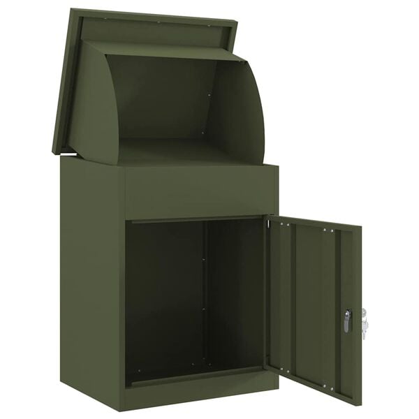 vidaXL Caja de entrega de paquetes Verde oliva 47.5 x 38 x 59 cm Acero