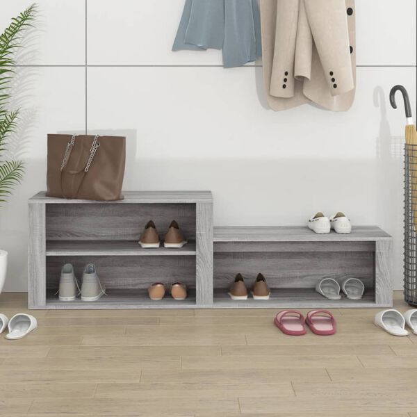 vidaXL Mueble zapatero madera contrachapada gris Sonoma 150x35x45 cm