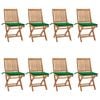 vidaXL Sillas plegables con cojines, 8 unidades, madera maciza de teca.