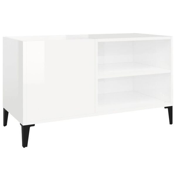 vidaXL Mueble discos madera contrachapada blanco brillo 84,5x38x48 cm