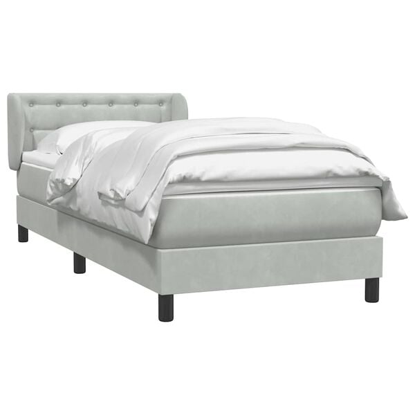 vidaXL Cama box spring con colch&oacute;n terciopelo gris claro 80x210 cm
