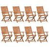 vidaXL Sillas plegables, 8 unidades, 57x66x95 cm, madera maciza de acacia.