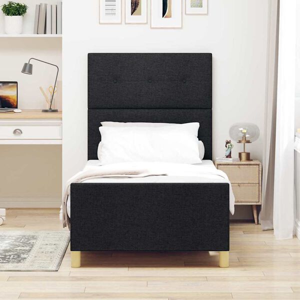 vidaXL Estructura de cama con cabecera Negro 100 x 200 cm tela