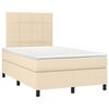 vidaXL Cama box spring con colch&oacute;n y LED tela crema 120x200 cm