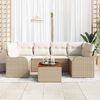vidaXL Conjunto de sof&aacute;s de jard&iacute;n 7 pcs Beige rat&aacute;n sint&eacute;tico