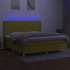 vidaXL Cama box spring colch&oacute;n y luces LED tela verde 200x200 cm