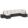 vidaXL Conjunto de sof&aacute; de jard&iacute;n con almohada 7 pcs Negro Polirat&aacute;n