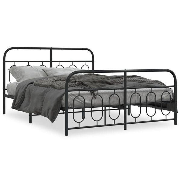 vidaXL Estructura cama sin colchón con estribo metal negro 135x190 cm