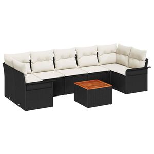 vidaXL Conjunto de sof&aacute;s de jard&iacute;n 8 uds. Negro rat&aacute;n sint&eacute;tico