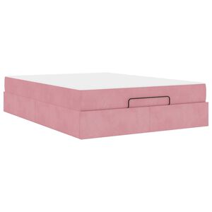 vidaXL Estructura de cama con colch&oacute;n 2 pcs Rosa Terciopelo