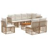 vidaXL Conjunto de sof&aacute;s de exterior 9 pcs Natural y Crema Poli&eacute;ster
