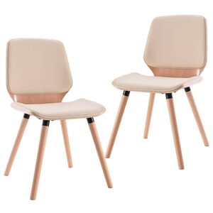 vidaXL Sillas de comedor 2 unidades cuero sint&eacute;tico crema
