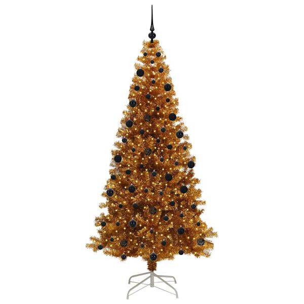 vidaXL &Aacute;rbol de Navidad con 300 LED con soporte Dorado 210 cm PET