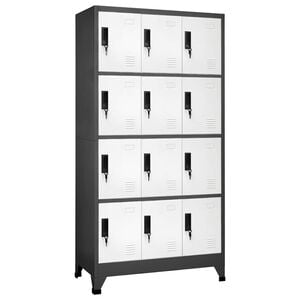 vidaXL Taquilla de acero gris antracita y blanco 90x45x180 cm