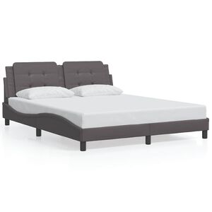 vidaXL Estructura de cama sin colch&oacute;n Zadar cuero sint&eacute;tico gris 160x200 cm