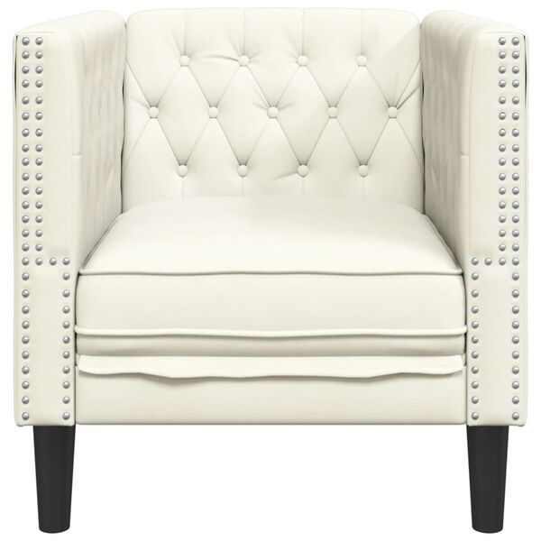 vidaXL Sillón Chesterfield de terciopelo blanco crema