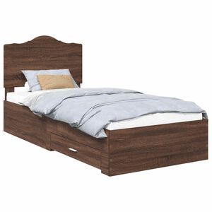vidaXL Estructura de cama con cabecera Roble Marr&oacute;n 100 x 200 cm