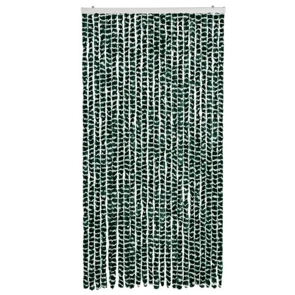 vidaXL Cortina antimoscas chenilla verde y blanco 100x230 cm