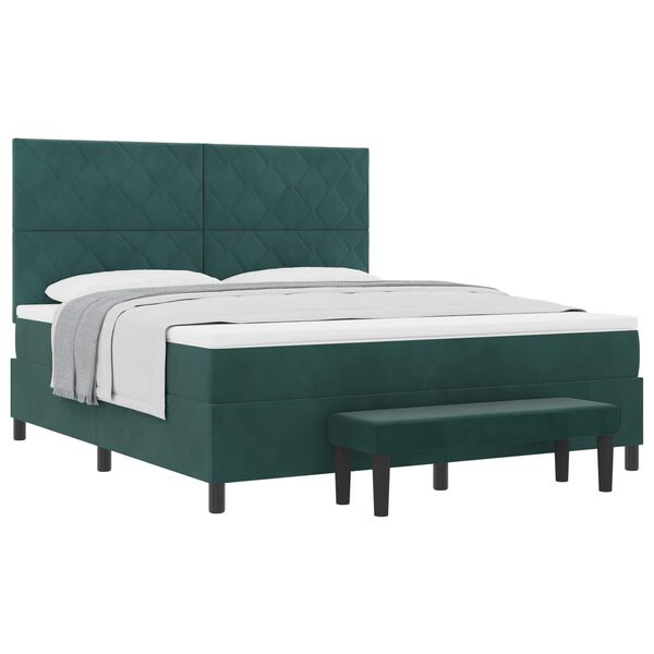 vidaXL Cama tipo Box Spring Verde oscuro 180 x 200 cm Terciopelo