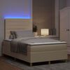 vidaXL Cama Box Spring LED con colch&oacute;n Crema 120 x 200 cm tela