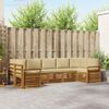 vidaXL Juegos de sof&aacute;s 7 pcs Natural y Beige Madera de Acacia S&oacute;lida