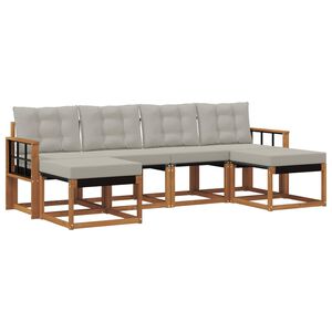 vidaXL Conjunto de sof&aacute;s de exterior 6 pcs Gris Natural y Claro