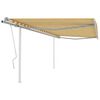vidaXL Toldo manual retr&aacute;ctil con postes amarillo y blanco 4x3 m