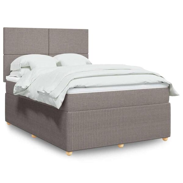 vidaXL Cama box spring con colch&oacute;n tela gris taupe 160x200 cm