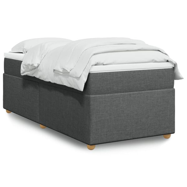 vidaXL Cama box spring con colch&oacute;n tela gris oscuro 90x190 cm