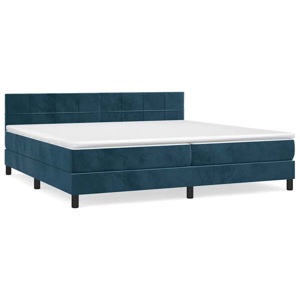 vidaXL Cama box spring con colch&oacute;n terciopelo azul oscuro 200x200 cm