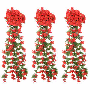 vidaXL Guirnaldas de flores 3 uds rojo 85 cm