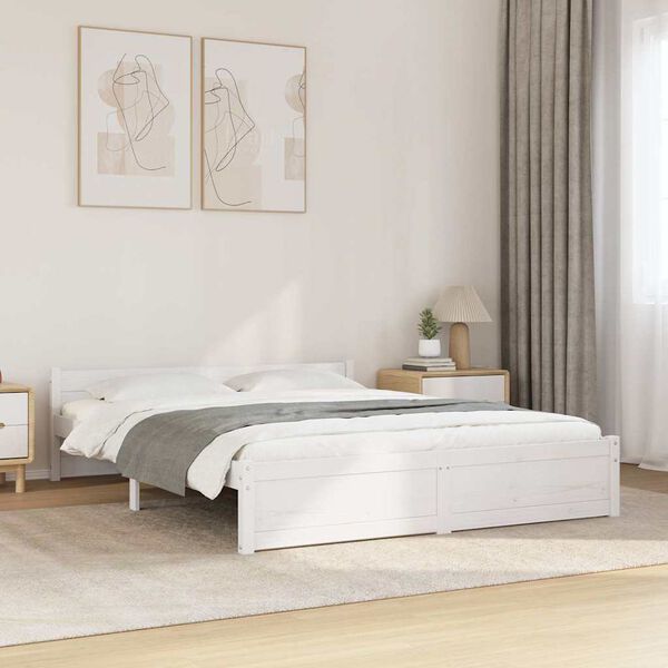 vidaXL Estructura de cama sin colchón madera maciza blanco 160x200 cm