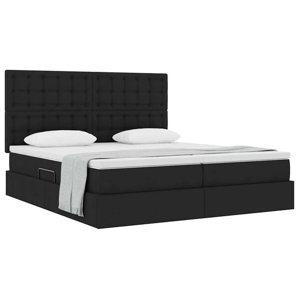 vidaXL Cama con almacenamiento Negro 200 x 200 cm Cuero sint&eacute;tico