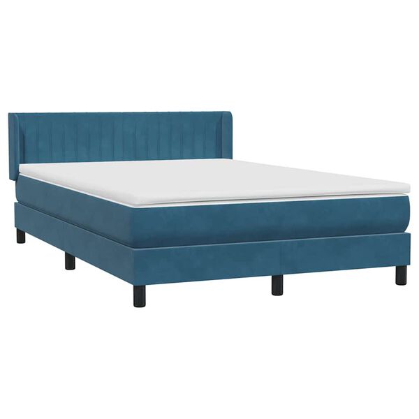 vidaXL Cama box spring con colch&oacute;n terciopelo azul oscuro 160x220 cm
