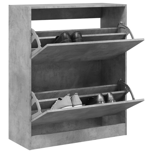 vidaXL Zapatero de madera de ingenier&iacute;a gris hormig&oacute;n 80x34x96,5 cm