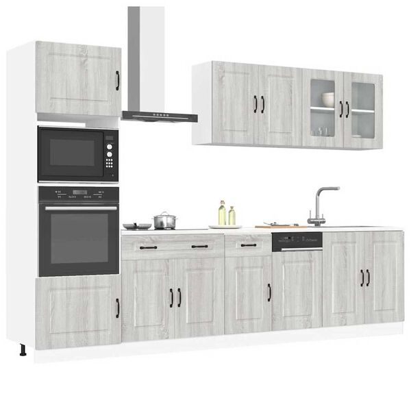 vidaXL Mueble cocina Kalmar sonoma gris 7 pzas madera contrachapada
