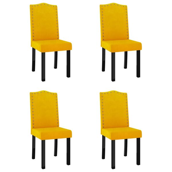 vidaXL Sillas de comedor 4 unidades de terciopelo amarillo