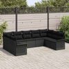 vidaXL Conjunto de sof&aacute; de jard&iacute;n 9 pcs Negro rat&aacute;n sint&eacute;tico