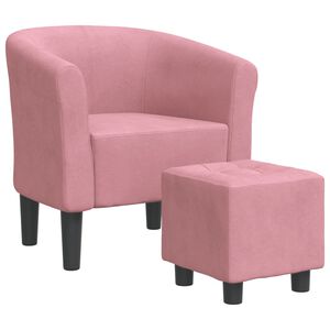 vidaXL Sill&oacute;n con taburete terciopelo rosa