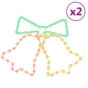 vidaXL Figuras de campanas de Navidad con 72 LEDs 2 piezas 50x56 cm